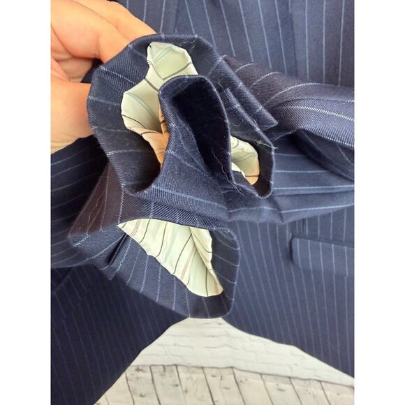 LAUREN RALPH LAUREN blue striped wool blend mens jacket blazer 48L - Picture 4 of 13